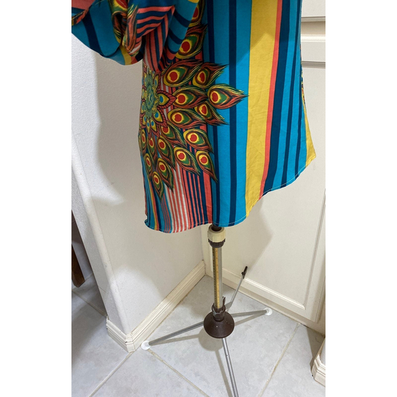 hello miss Colorful Striped Top w/ Peacock Design - Picture 7 of 8